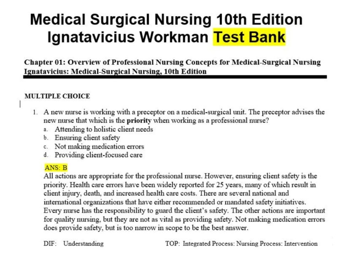 Medical surgical ignatavicius test bank