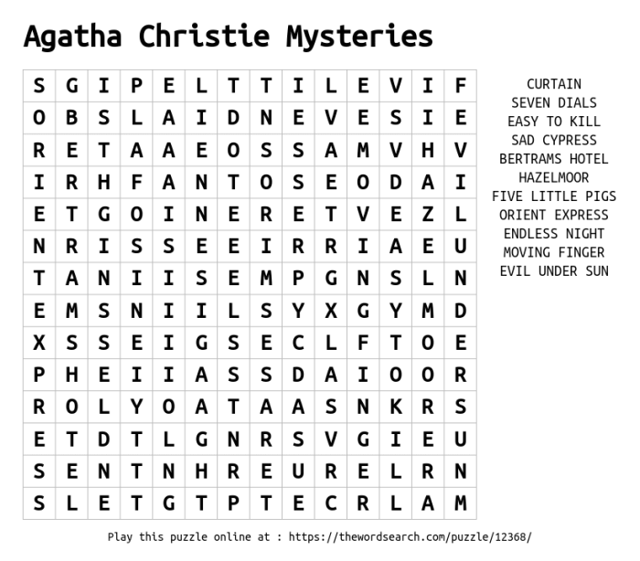 Title for agatha christie crossword